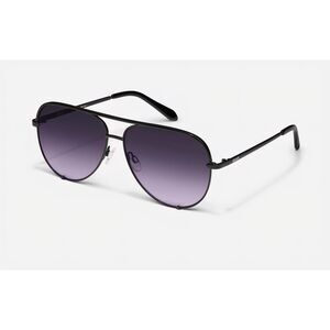 Quay Australia High Key Metal Frame Large Aviator Sunglasses- Black/Purple